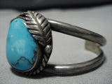 Magnificent Vintage Native American Navajo Bisbee Turquoise Sterling Silver Bracelet Cuff Old-Nativo Arts