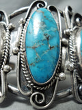 Magnificent Vintage Native American Navajo Blue Diamond Turquoise Sterling Silver Bracelet-Nativo Arts