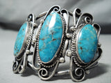 Magnificent Vintage Native American Navajo Blue Diamond Turquoise Sterling Silver Bracelet-Nativo Arts