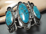 Magnificent Vintage Native American Navajo Blue Diamond Turquoise Sterling Silver Bracelet-Nativo Arts
