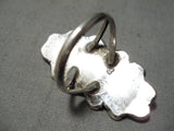 Magnificent Vintage Native American Navajo Inlay Turquoise Jet Sterling Silver Ring-Nativo Arts