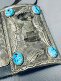 Magnificent Vintage Native American Navajo Morenci Turquoise Sterling Silver Watchband Bowguard-Nativo Arts