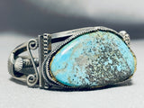 Magnificent Vintage Native American Navajo Pilot Mountain Turquoise Sterling Silver Bracelet-Nativo Arts