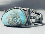 Magnificent Vintage Native American Navajo Pilot Mountain Turquoise Sterling Silver Bracelet-Nativo Arts