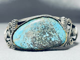 Magnificent Vintage Native American Navajo Pilot Mountain Turquoise Sterling Silver Bracelet-Nativo Arts