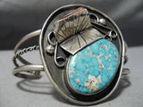 Magnificent Vintage Native American Navajo Rare Turquoise Coral Sterling Silver Bracelet Old-Nativo Arts