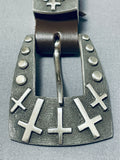 Magnificent Vintage Native American Navajo Sterling Silver Buckle With Retainers And Tip-Nativo Arts
