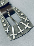 Magnificent Vintage Native American Navajo Sterling Silver Buckle With Retainers And Tip-Nativo Arts
