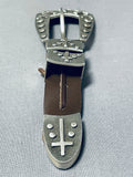Magnificent Vintage Native American Navajo Sterling Silver Buckle With Retainers And Tip-Nativo Arts