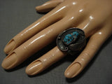 Magnificent Vintage Native American Navajo Turquoise Sterling Silver Ring Old-Nativo Arts