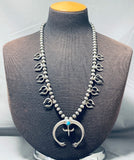 Magnificent Vintage Native American Navajo Turquoise Sterling Silver Squash Blossom Necklace-Nativo Arts
