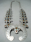 Magnificent Vintage Native American Navajo Turquoise Sterling Silver Squash Blossom Necklace-Nativo Arts