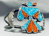 Magnificent Vintage Native American Navajo Turquoise Sterling Silver Thunderbird Bracelet-Nativo Arts