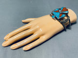 Magnificent Vintage Native American Navajo Turquoise Sterling Silver Thunderbird Bracelet-Nativo Arts