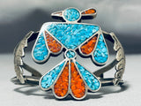 Magnificent Vintage Native American Navajo Turquoise Sterling Silver Thunderbird Bracelet-Nativo Arts