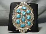 Magnificent Vintage Native American Zuni Sleeping Beauty Turquoise Sterling Silver Bowguard-Nativo Arts