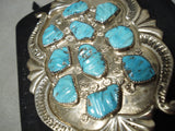 Magnificent Vintage Native American Zuni Sleeping Beauty Turquoise Sterling Silver Bowguard-Nativo Arts