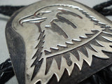 Majestic Native American Navajo Sterling Silver Eagle Bolo-Nativo Arts