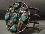 Mammoth Vintage Navajo Old Turquoise Native American Jewelry Silver Bracelet-Nativo Arts