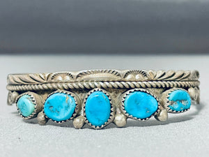 Marie Lee Exceptional Vintage Native American Navajo Turquoise Sterling Silver Bracelet-Nativo Arts