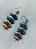 Marvelous Native American Navajo Sterling Silver Spiny Oyster Dangle Earrings-Nativo Arts