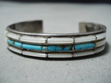 Marvelous Native American Navajo Turquoise, Mother Of Pearl Sterling Silver Bracelet-Nativo Arts