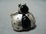 Marvelous Navajo Black Onyx Sterling Silver Ring Native American-Nativo Arts