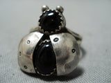 Marvelous Navajo Black Onyx Sterling Silver Ring Native American-Nativo Arts