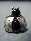 Marvelous Navajo Black Onyx Sterling Silver Ring Native American-Nativo Arts