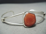 Marvelous Navajo Coral Sterling Silver Bracelet Native American-Nativo Arts