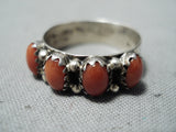 Marvelous Navajo Coral Sterling Silver Ring Native American-Nativo Arts