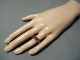 Marvelous Navajo Coral Sterling Silver Ring Native American-Nativo Arts