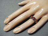 Marvelous Navajo Coral Sterling Silver Ring Native American-Nativo Arts