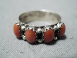 Marvelous Navajo Coral Sterling Silver Ring Native American-Nativo Arts