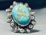 Marvelous San Felipe 8 Turquoise Sterling Silver Repousse Ring-Nativo Arts