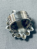 Marvelous San Felipe 8 Turquoise Sterling Silver Repousse Ring-Nativo Arts