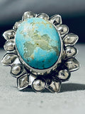 Marvelous San Felipe 8 Turquoise Sterling Silver Repousse Ring-Nativo Arts