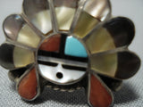 Marvelous Vintage Native American Jewelry Zuni Turquoise Andrew Laahte Sterling Silver Ring-Nativo Arts