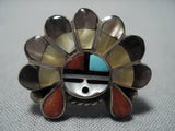 Marvelous Vintage Native American Jewelry Zuni Turquoise Andrew Laahte Sterling Silver Ring-Nativo Arts