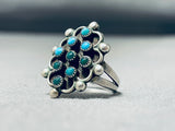 Marvelous Vintage Native American Navajo 9 Morenci Blue Green Turquoise Sterling Silver Ring-Nativo Arts