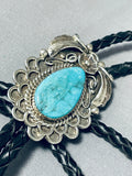 Marvelous Vintage Native American Navajo Blue Diamond Turquoise Sterling Silver Bolo Tie-Nativo Arts
