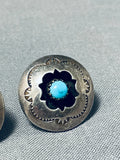 Marvelous Vintage Native American Navajo Blue Gem Turquoise Sterling Silver Earrings-Nativo Arts