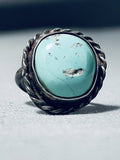 Marvelous Vintage Native American Navajo Green Turquoise Sterling Silver Ring-Nativo Arts