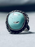 Marvelous Vintage Native American Navajo Green Turquoise Sterling Silver Ring-Nativo Arts