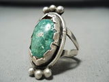 Marvelous Vintage Native American Navajo Green Turquoise Sterling Silver Ring-Nativo Arts