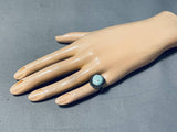 Marvelous Vintage Native American Navajo Green Turquoise Sterling Silver Ring-Nativo Arts