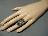 Marvelous Vintage Native American Navajo Green Turquoise Sterling Silver Ring-Nativo Arts
