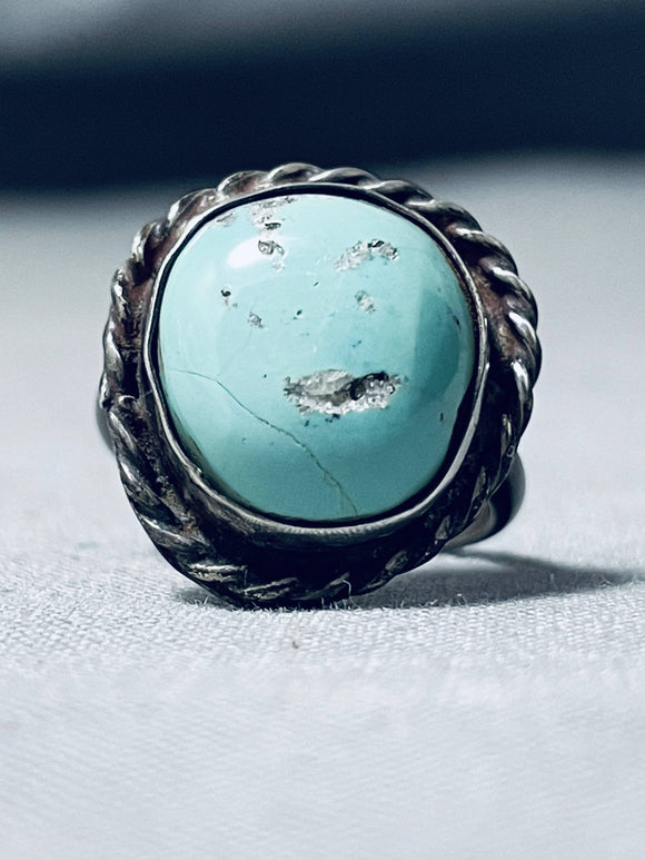 Marvelous Vintage Native American Navajo Green Turquoise Sterling Silver Ring-Nativo Arts