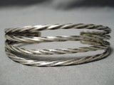 Marvelous Vintage Native American Navajo Hand Twisted Coiled Sterling Silver Bracelet Old-Nativo Arts