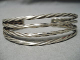 Marvelous Vintage Native American Navajo Hand Twisted Coiled Sterling Silver Bracelet Old-Nativo Arts